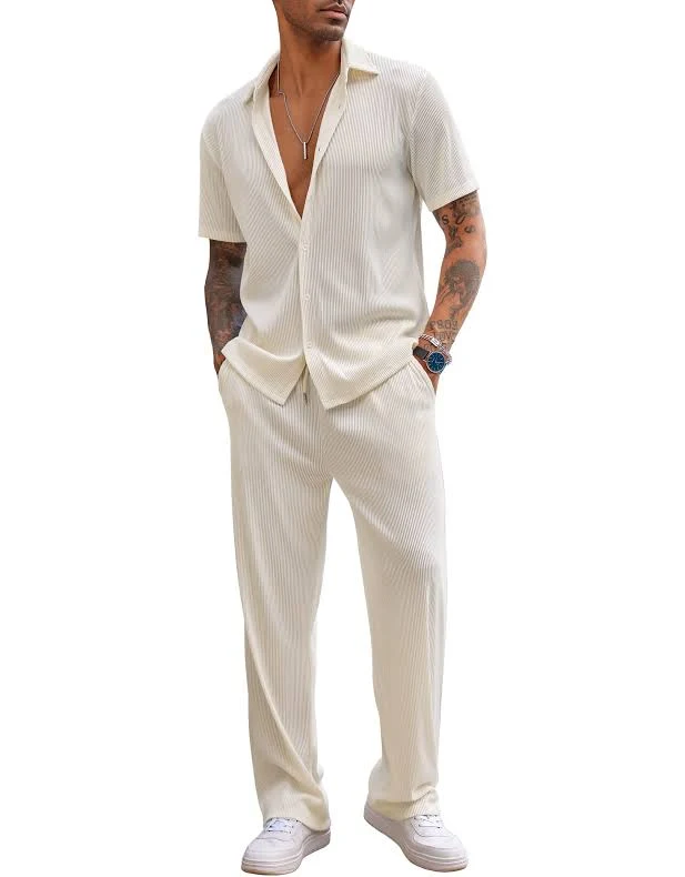 COOFANDY Men's Casual 2 Piece Button Down Shirt and Pant Set logo